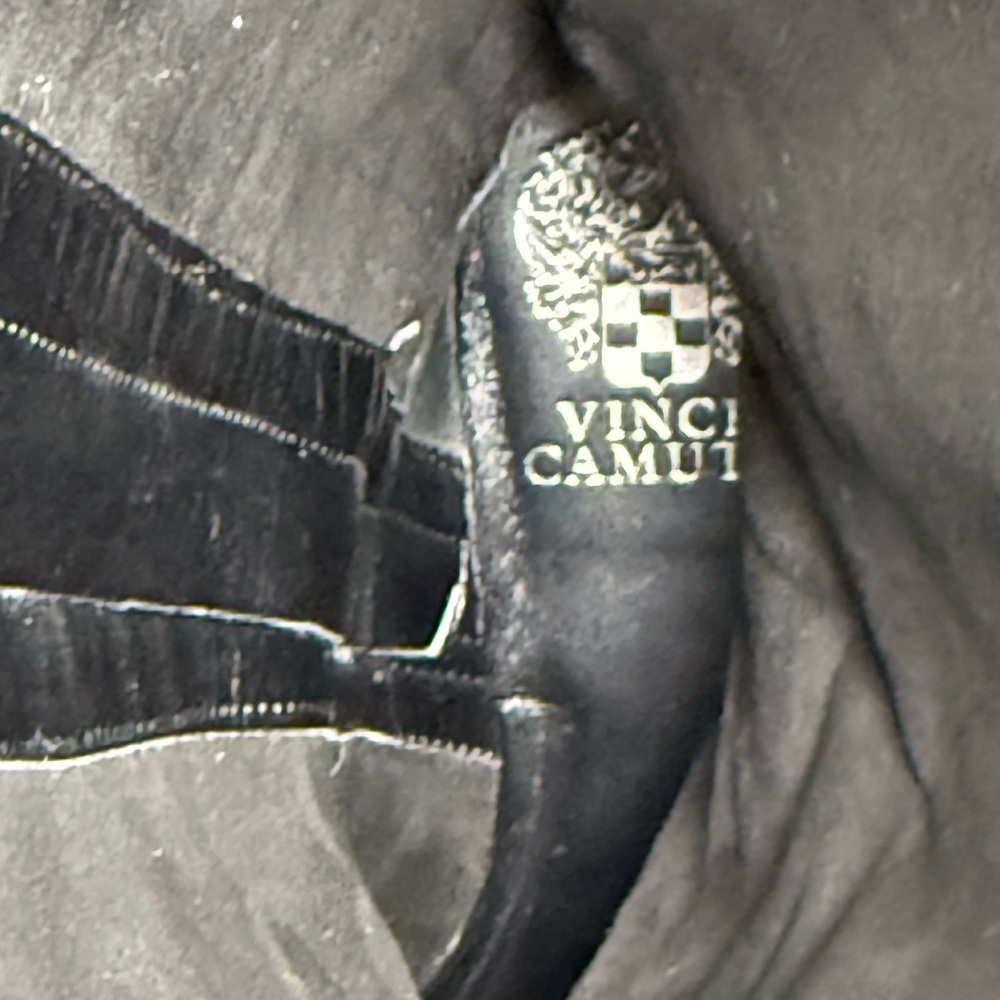 Edgy Vince Camuto Riding Boot Blk Leather & Suede Biker Riding Knee High MOTO - Picture 3 of 13